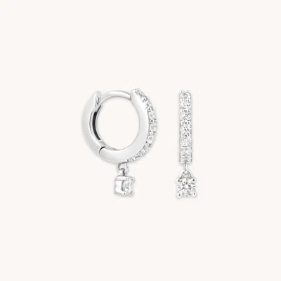 Astrid &amp; Miyu Crystal Charm Huggies In Silver In Metallic