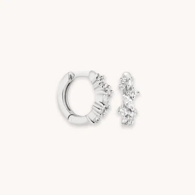 Astrid &amp; Miyu Crystal Cluster Huggies In Silver In Metallic