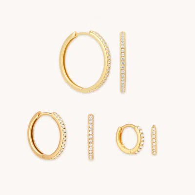 Astrid &amp; Miyu Crystal Hoop To Huggie Gift Set In Gold