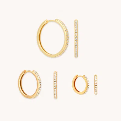 Astrid &amp; Miyu Crystal Hoops Gift Set In Gold