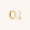 Astrid &amp; Miyu Crystal Pear Huggies In Gold