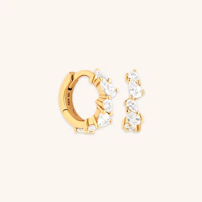 Astrid &amp; Miyu Crystal Pear Huggies In Gold