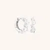 Astrid &amp; Miyu Crystal Pear Huggies In Silver