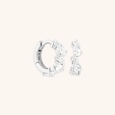 Astrid &amp; Miyu Crystal Pear Huggies In Silver In Metallic