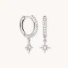 Astrid &amp; Miyu Crystal Star Hoops In Silver