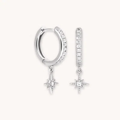 Astrid &amp; Miyu Crystal Star Hoop Earrings In Silver | 11mm | Jewellery By  In Gray