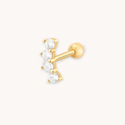 Astrid &amp; Miyu Curved Crystal Barbell Earring In Gold | Gold Stud Earring For Helix/cartilage | Ear Piercing Jewell