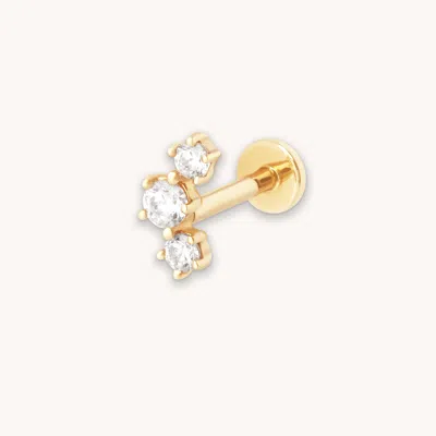 Astrid &amp; Miyu Curved Crystal Piercing Stud In Solid Gold