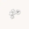 Astrid &amp; Miyu Curved Crystal Piercing Stud In Solid White Gold