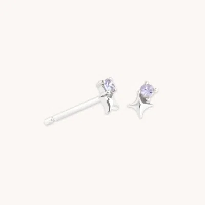 Astrid &amp; Miyu December Birthstone Earrings In Solid White Gold In Metallic