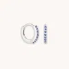 Astrid &amp; Miyu December Tanzanite Cz Birthstone Huggies In Silver