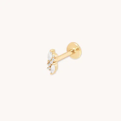 Astrid &amp; Miyu Decorated Marquise Cluster Piercing Stud In Gold