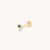 Astrid &amp; Miyu Diamond &amp; Emerald Pear Piercing Stud In Solid Gold