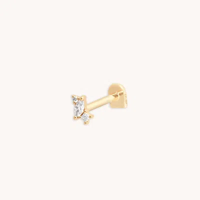 Astrid &amp; Miyu Diamond Marquise Cluster Piercing Stud In Solid Gold