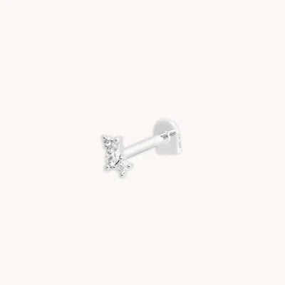 Astrid &amp; Miyu Diamond Marquise Cluster Piercing Stud In Solid White Gold In Metallic
