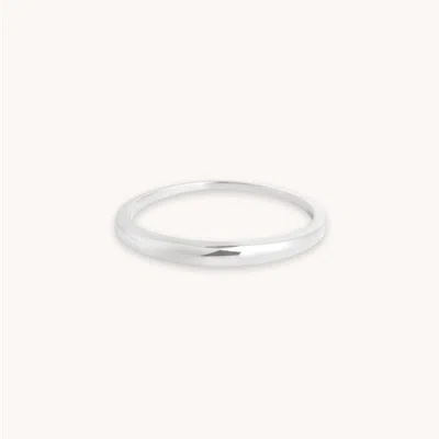 Astrid &amp; Miyu Dome Ring In Solid White Gold In Metallic