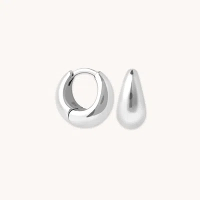 Astrid &amp; Miyu Domed Huggies In Silver | Small | Rhodium Plated Silver Earrings | Jewellery By  In Metallic