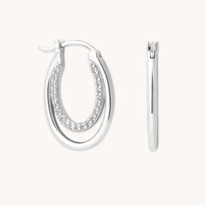 Astrid &amp; Miyu Duo Topaz Hoops In Solid White Gold