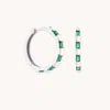 Astrid &amp; Miyu Emerald Baguette Hoops In Solid White Gold