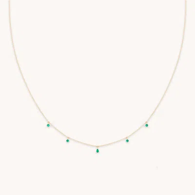 Astrid &amp; Miyu Emerald Charm Necklace In Solid Gold