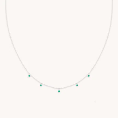 Astrid &amp; Miyu Emerald Charm Necklace In Solid White Gold In Metallic