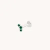 Astrid &amp; Miyu Emerald Curved Piercing Stud In Solid White Gold