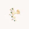 Astrid &amp; Miyu Emerald Marquise Curved Piercing Stud In Solid Gold