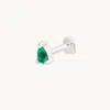 Astrid &amp; Miyu Emerald Pear Piercing Stud In Solid White Gold