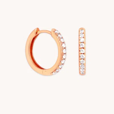 Astrid &amp; Miyu Essential Crystal Small Hoops In Rose Gold