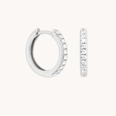 Astrid &amp; Miyu Essential Crystal Small Hoops In Silver In White