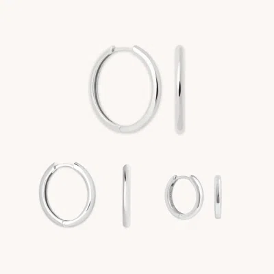 Astrid &amp; Miyu Essential Hoops Gift Set In Silver