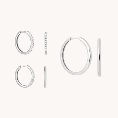 Astrid &amp; Miyu Essential Shimmer Hoop Gift Set In Silver In Metallic