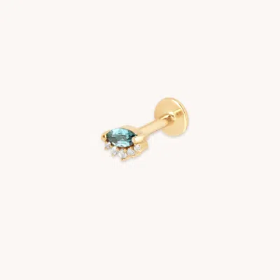 Astrid &amp; Miyu Evil Eye Marquise Cluster Piercing Stud In Gold