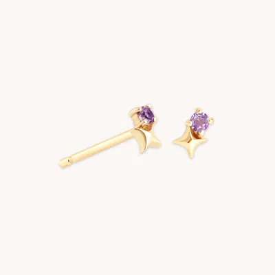 Astrid &amp; Miyu February Birthstone Earrings In Solid Gold