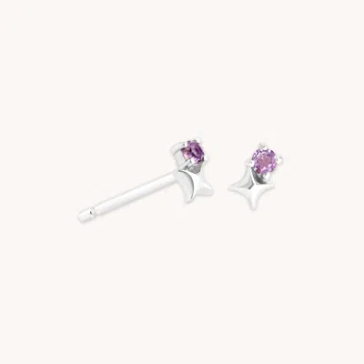 Astrid &amp; Miyu February Birthstone Earrings In Solid White Gold In Metallic