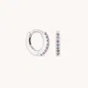Astrid &amp; Miyu February Birthstone Huggies In Silver With Amethyst Cz
