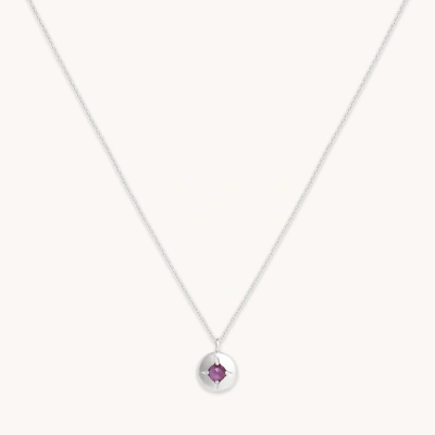 Astrid &amp; Miyu February Birthstone Necklace In Solid White Gold In Metallic