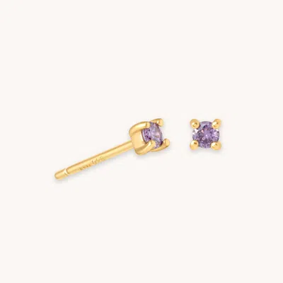 Astrid &amp; Miyu February Birthstone Stud Earrings In Gold With Amethyst Cz | Mother's Day Gift | J