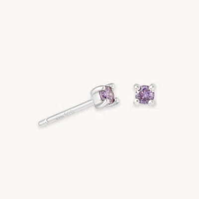 Astrid &amp; Miyu February Birthstone Stud Earrings In Silver With Amethyst Cz | Mother's Day Gift |