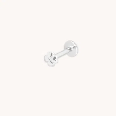 Astrid &amp; Miyu Four Leaf Clover Piercing Stud In Metallic