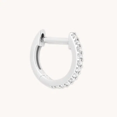 Astrid &amp; Miyu Gem Piercing Hoop In Solid White Gold In Metallic