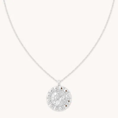 Astrid &amp; Miyu Gemini Bold Zodiac Pendant Necklace In Silver In Metallic