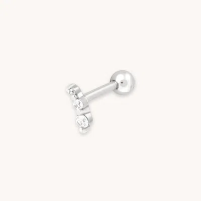 Astrid &amp; Miyu Glimmer Crystal Barbell In Silver In White