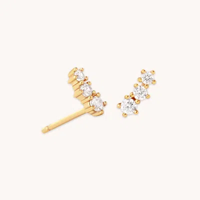 Astrid &amp; Miyu Glimmer Crystal Climber Stud Earrings In Gold | Elegant Stud Cubic Zirconia Earrin