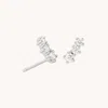 Astrid &amp; Miyu Glimmer Crystal Climber Stud Earrings In Silver  | Elegant Stud Cubic Zirconia Silver Earrings For W