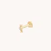Astrid &amp; Miyu Gold Ball &amp; White Topaz Bezel Cluster Piercing Stud 6mm In Solid Gold | No Siz