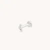 Astrid &amp; Miyu Gold Ball &amp; White Topaz Bezel Cluster Piercing Stud 6mm In White Gold | No Siz