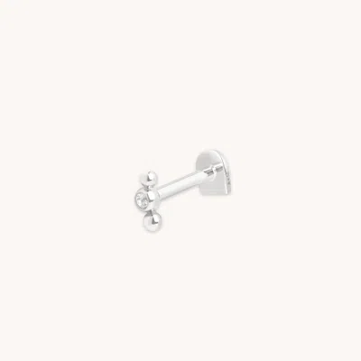 Astrid &amp; Miyu Gold Ball &amp; White Topaz Bezel Cluster Piercing Stud 6mm In White Gold | No Siz