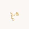 Astrid &amp; Miyu Gold Ball &amp; White Topaz Bezel Wave Piercing Stud 6mm In Solid Gold