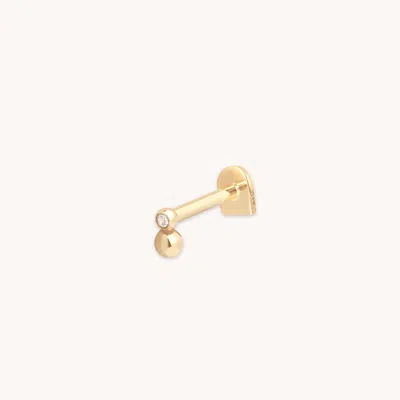 Astrid &amp; Miyu Gold Ball &amp; White Topaz Double Piercing Stud 6mm In Solid Gold | No Size | Mot
